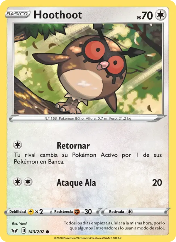 Hoothoot — Espada y Escudo 143 Spanish Pokémon card