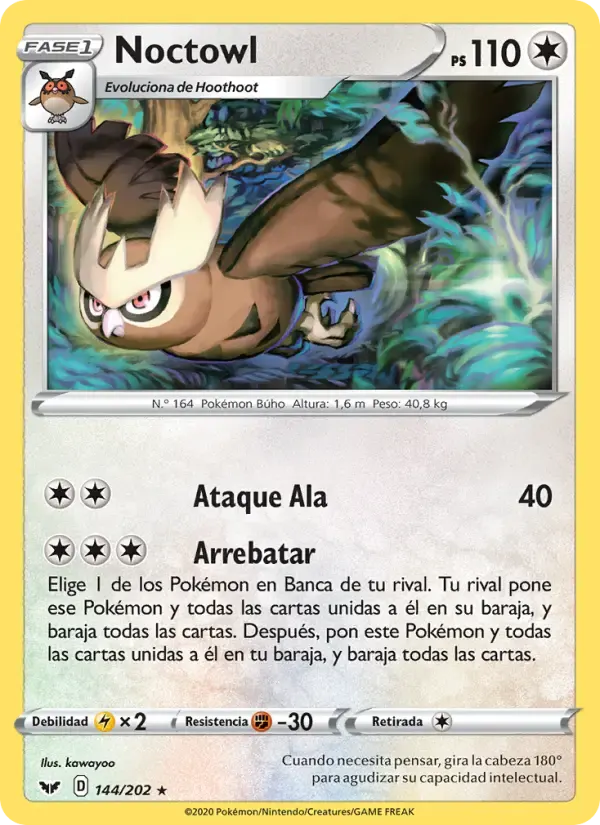 Noctowl — Espada y Escudo 144 Spanish Pokémon card