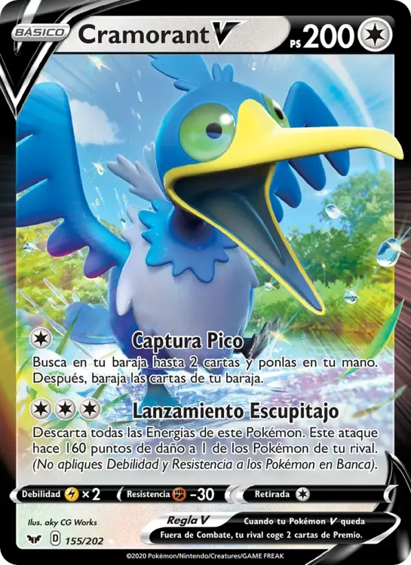 Cramorant V — Espada y Escudo 155 Spanish Pokémon card