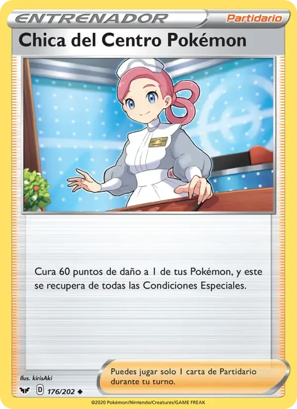 Chica del Centro Pokémon — Espada y Escudo 176 Spanish Pokémon card