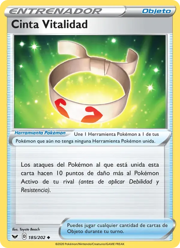 Cinta Vitalidad — Espada y Escudo 185 Spanish Pokémon card