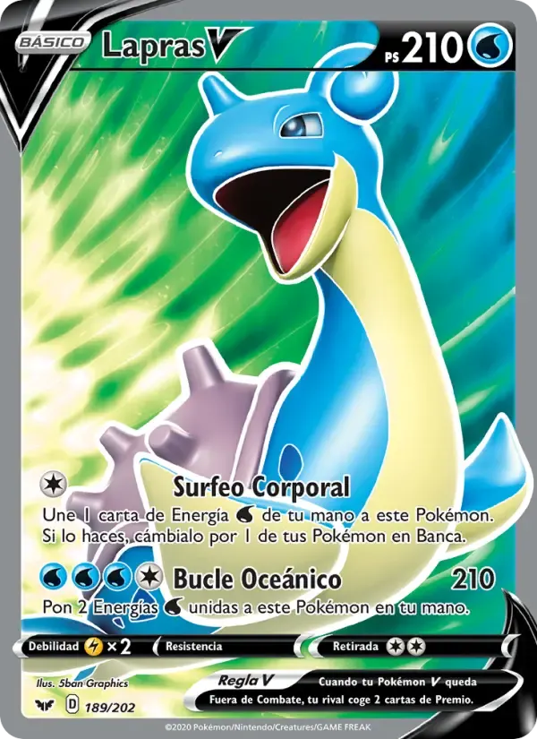 Lapras V — Espada y Escudo 189 Spanish Pokémon card