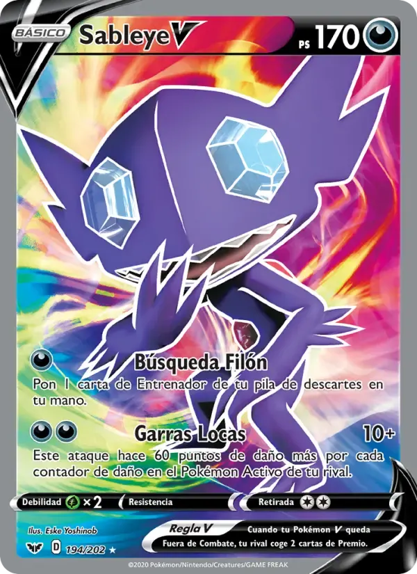Sableye V — Espada y Escudo 194 Spanish Pokémon card