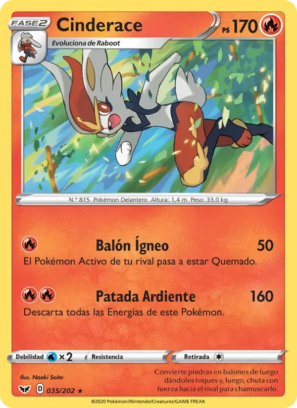 Cinderace — Espada y Escudo 35 Spanish Pokémon card