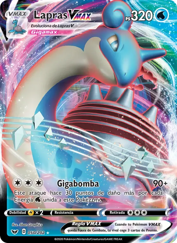 Lapras VMAX — Espada y Escudo 50 Spanish Pokémon card