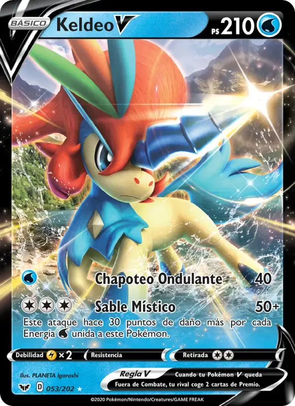 Keldeo V — Espada y Escudo 53 Spanish Pokémon card
