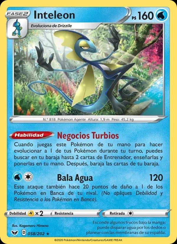 Inteleon — Espada y Escudo 58 Spanish Pokémon card