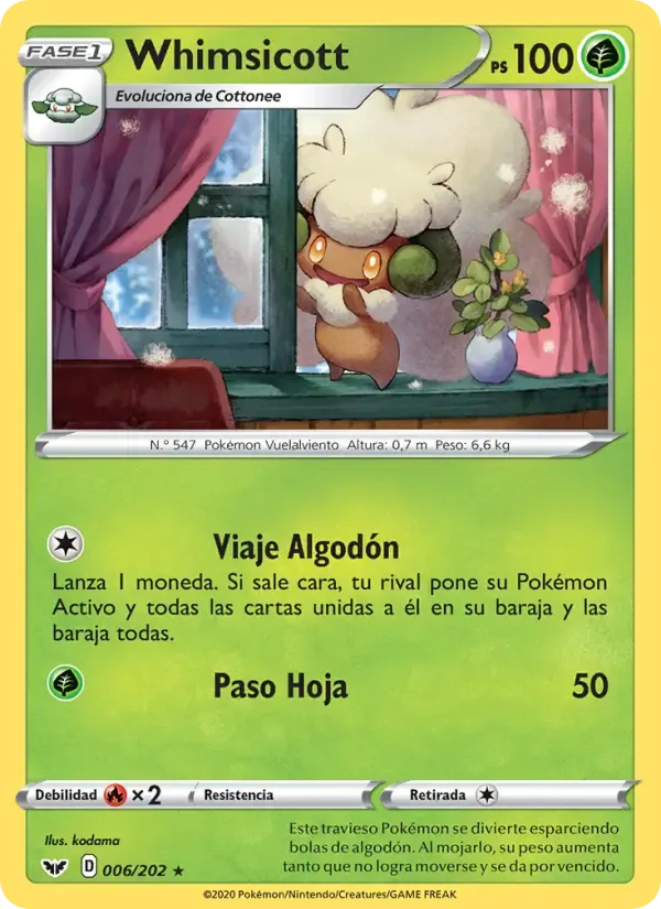 Whimsicott — Espada y Escudo 6 Spanish Pokémon card