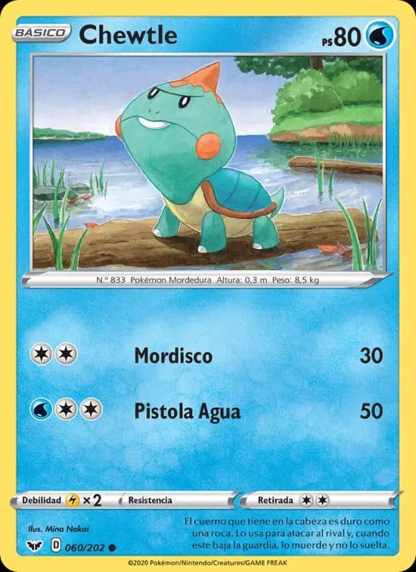 Chewtle — Espada y Escudo 60 Spanish Pokémon card