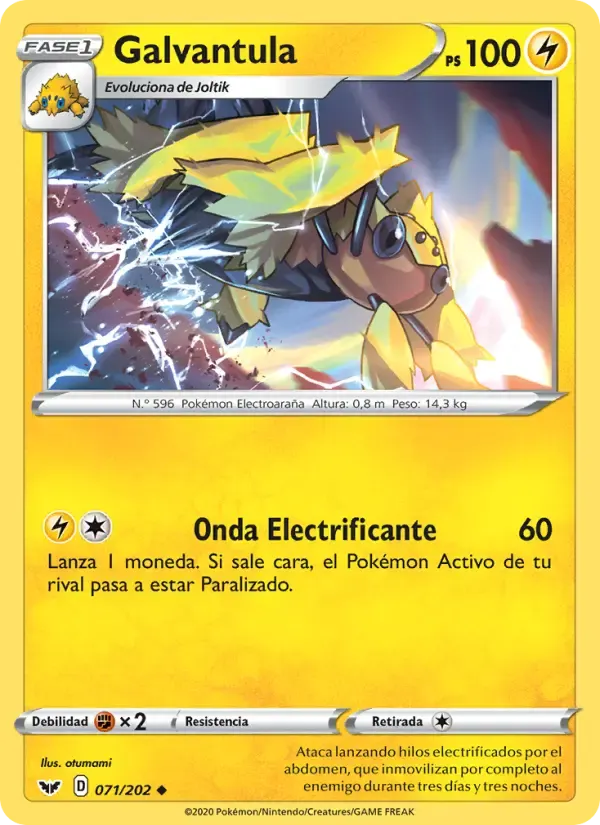 Galvantula — Espada y Escudo 71 Spanish Pokémon card