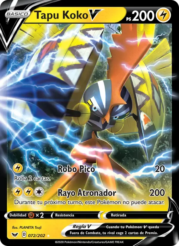 Tapu Koko V — Espada y Escudo 72 Spanish Pokémon card