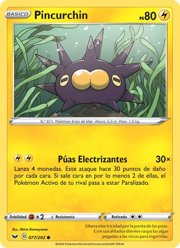 Pincurchin — Espada y Escudo 77 Spanish Pokémon card