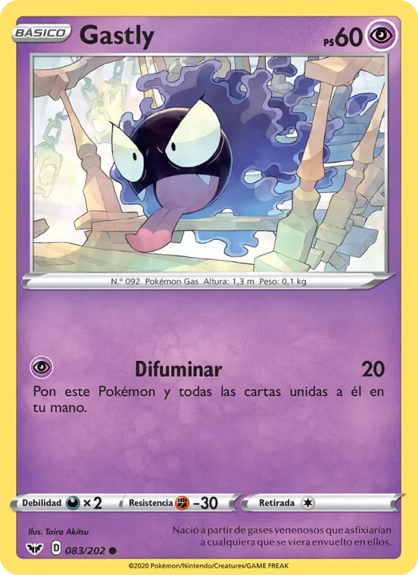 Gastly — Espada y Escudo 83 Spanish Pokémon card