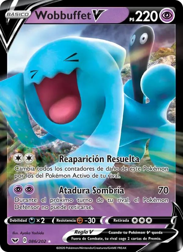 Wobbuffet V — Espada y Escudo 86 Spanish Pokémon card