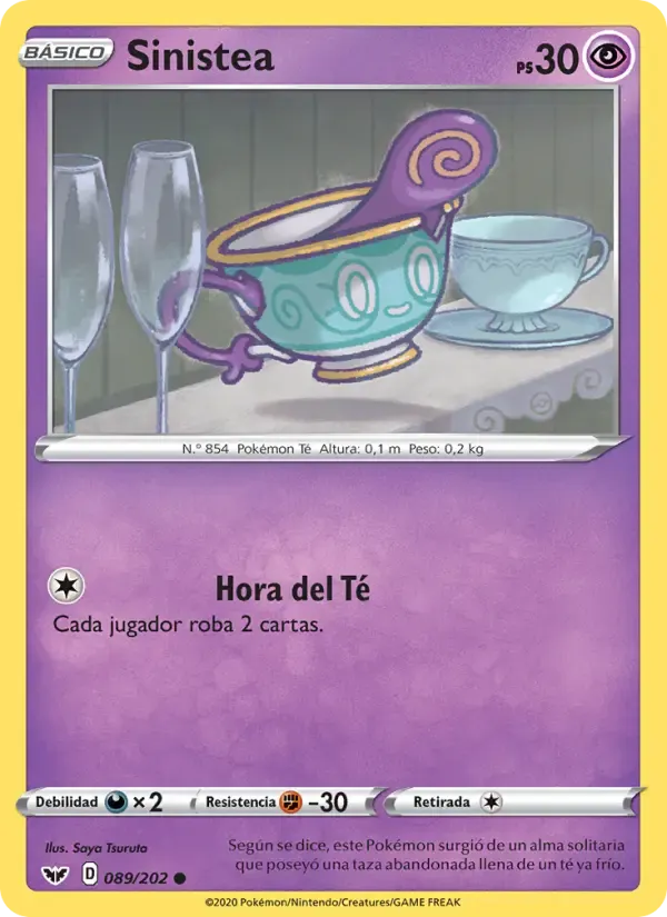 Sinistea — Espada y Escudo 89 Spanish Pokémon card