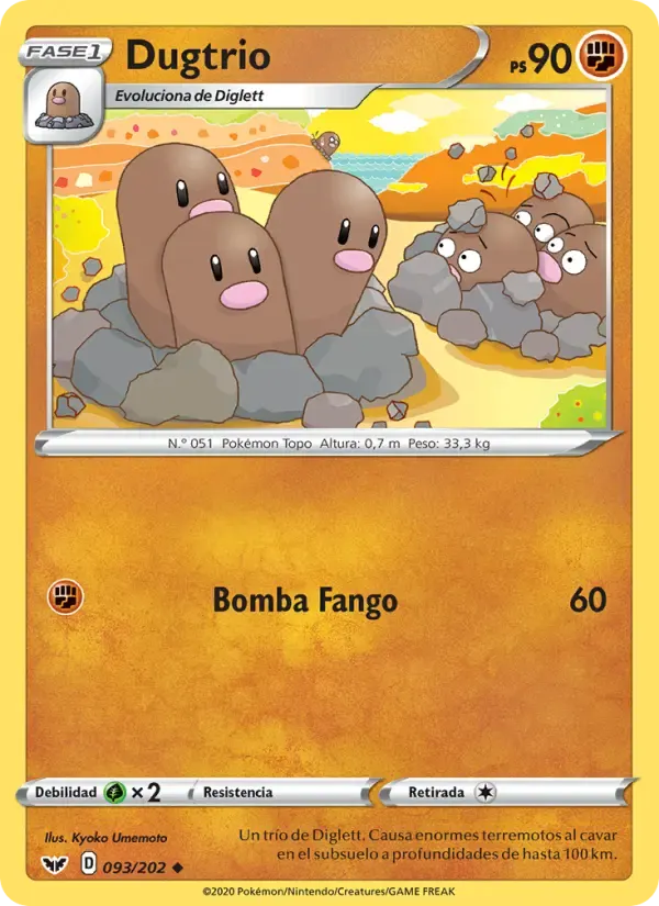 Dugtrio — Espada y Escudo 93 Spanish Pokémon card