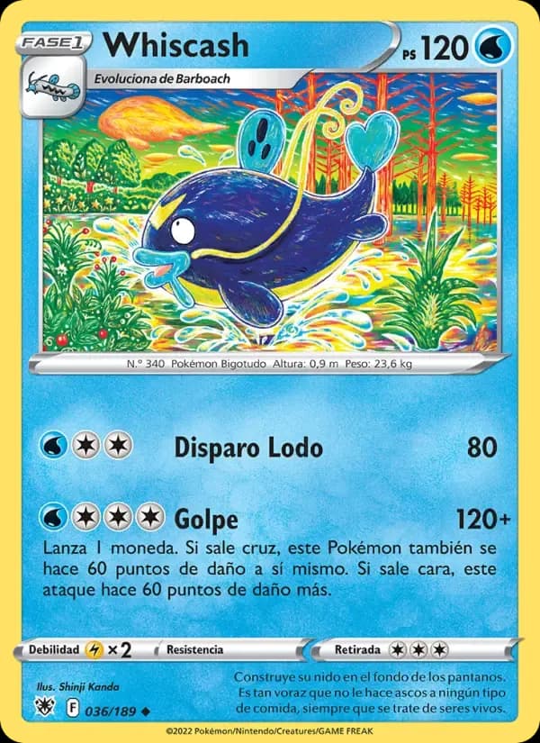 Whiscash — Resplandor Astral 36 Spanish Pokémon card