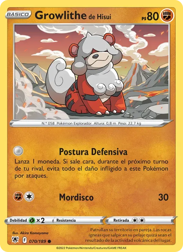 Growlithe de Hisui — Resplandor Astral 70 Spanish Pokémon card