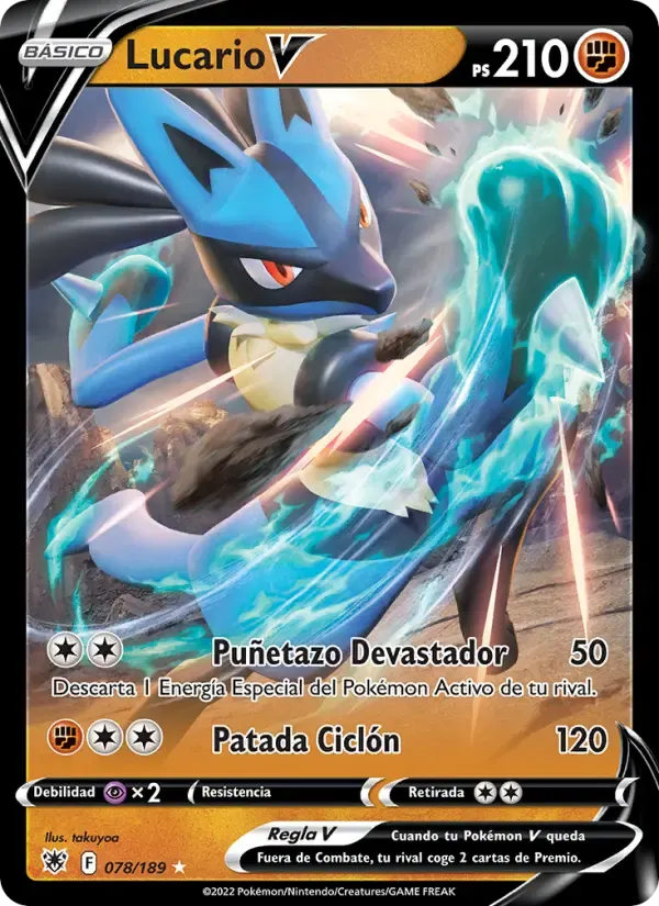 Lucario V — Resplandor Astral 78 Spanish Pokémon card