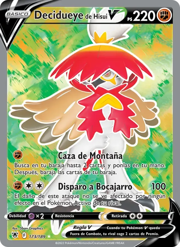 Decidueye de Hisui V — Resplandor Astral 173 Spanish Pokémon card