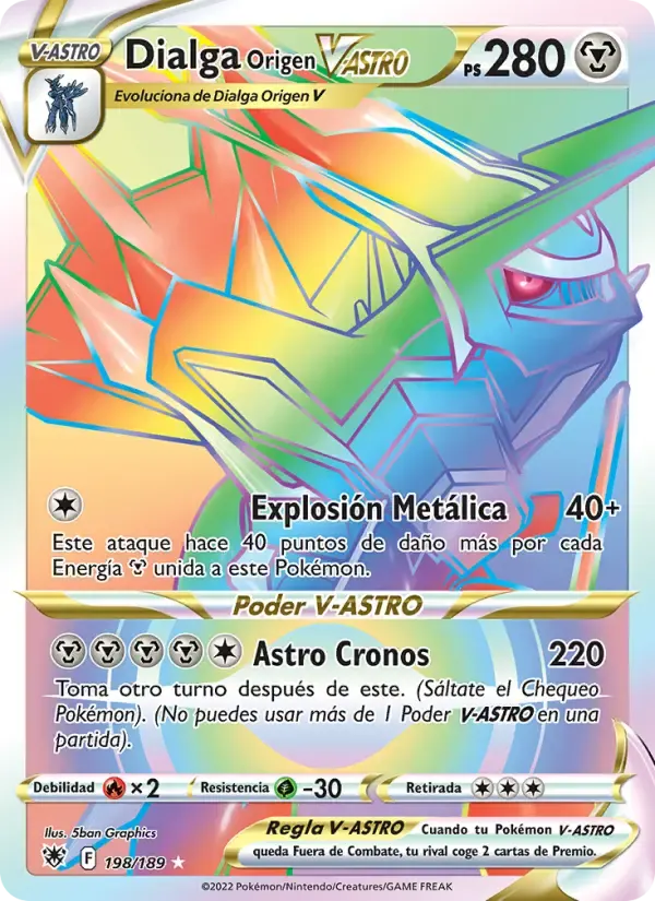 Dialga Origen V-ASTRO — Resplandor Astral 198 Spanish Pokémon card