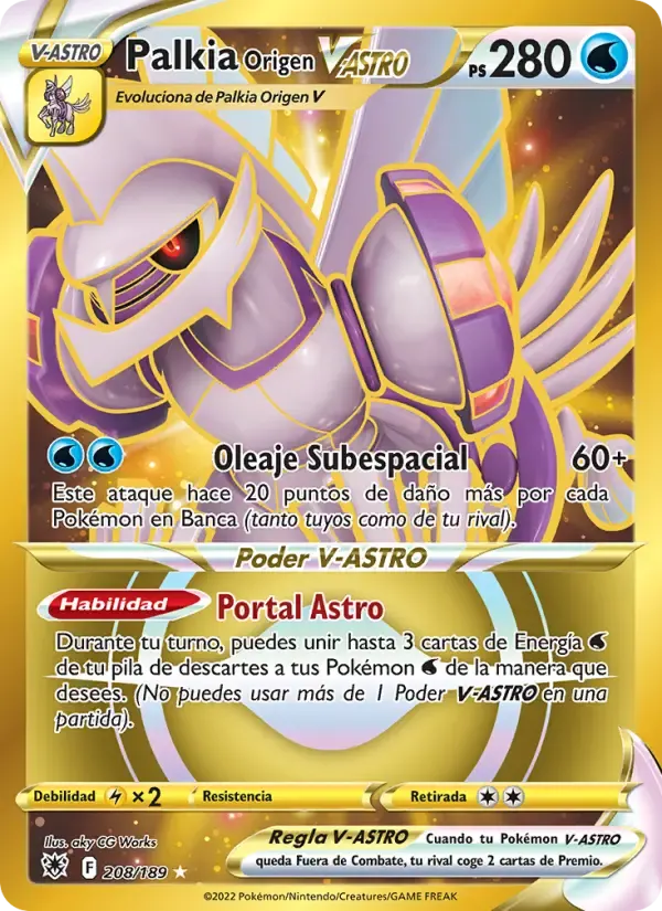 Palkia Origen V-ASTRO — Resplandor Astral 208 Spanish Pokémon card