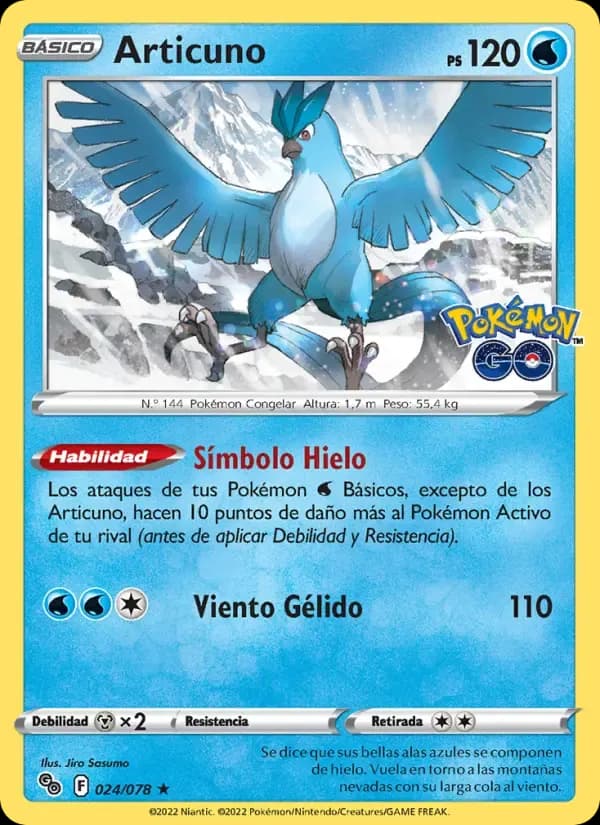 Articuno — Pokémon GO 24 Spanish Pokémon card