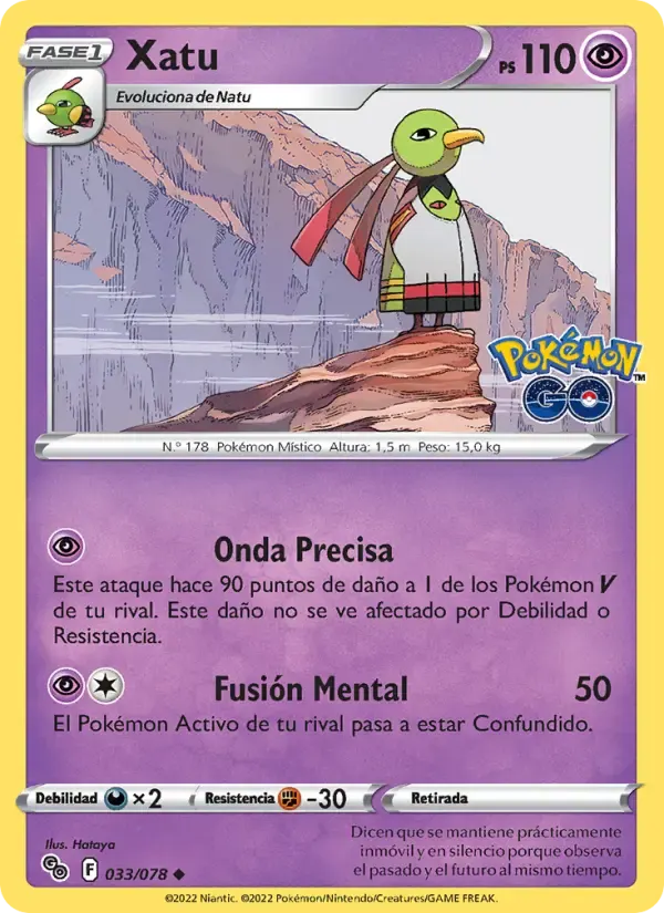 Xatu — Pokémon GO 33 Spanish Pokémon card