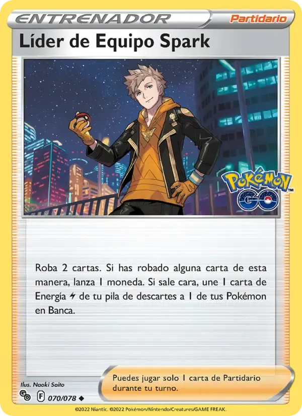 Líder de Equipo Spark — Pokémon GO 70 Spanish Pokémon card