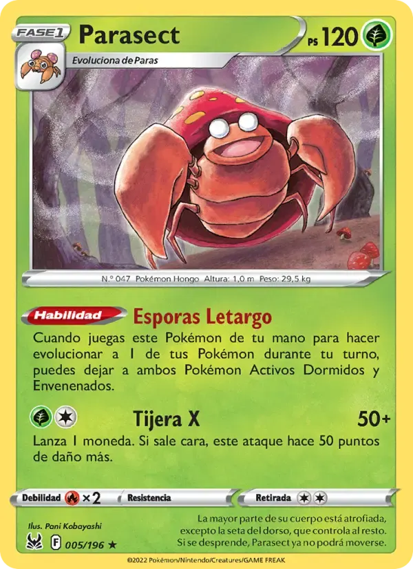 Parasect — Origen Perdido 5 Spanish Pokémon card