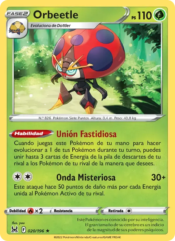 Orbeetle — Origen Perdido 20 Spanish Pokémon card