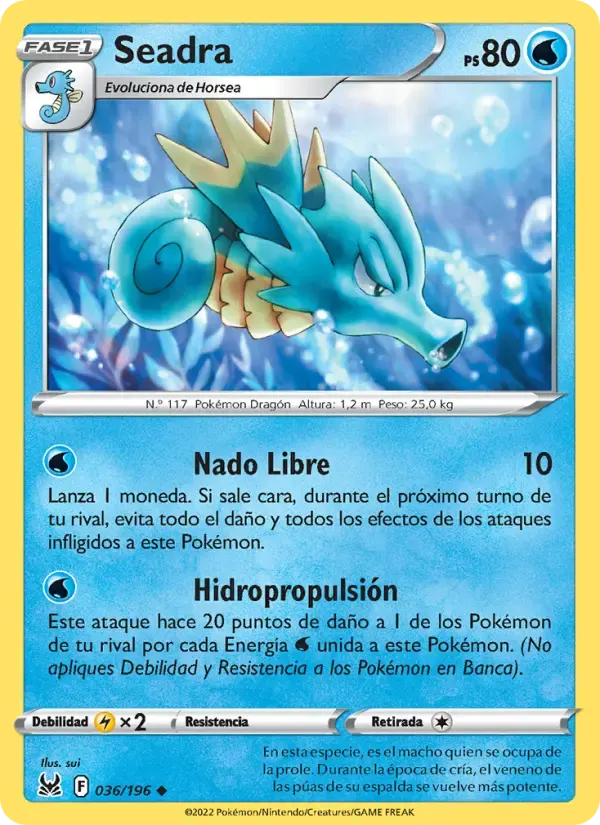 Seadra — Origen Perdido 36 Spanish Pokémon card
