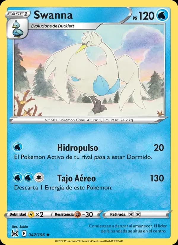 Swanna — Origen Perdido 47 Spanish Pokémon card
