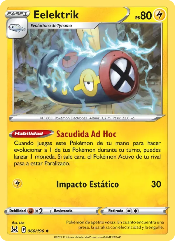 Eelektrik — Origen Perdido 60 Spanish Pokémon card