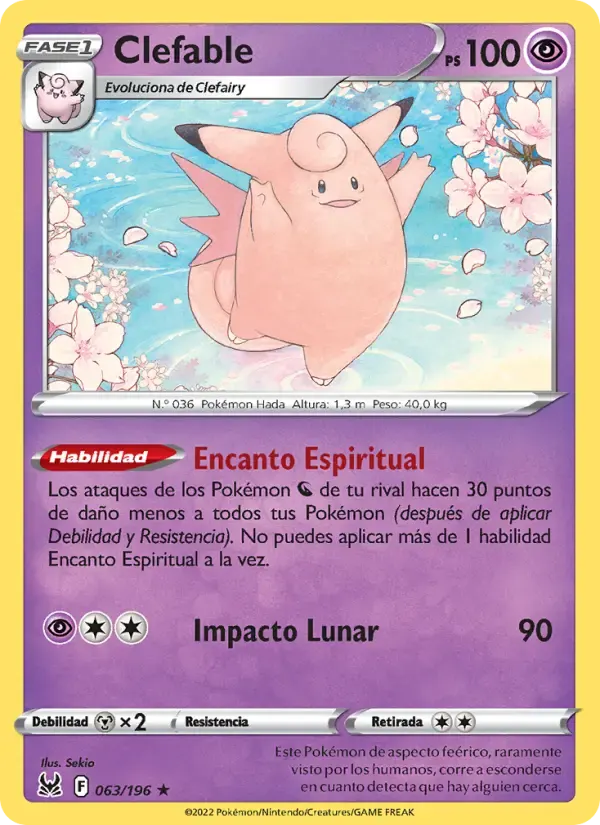 Clefable — Origen Perdido 63 Spanish Pokémon card