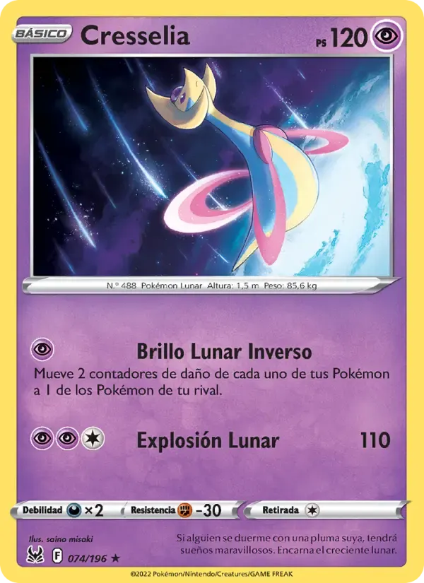 Cresselia — Origen Perdido 74 Spanish Pokémon card