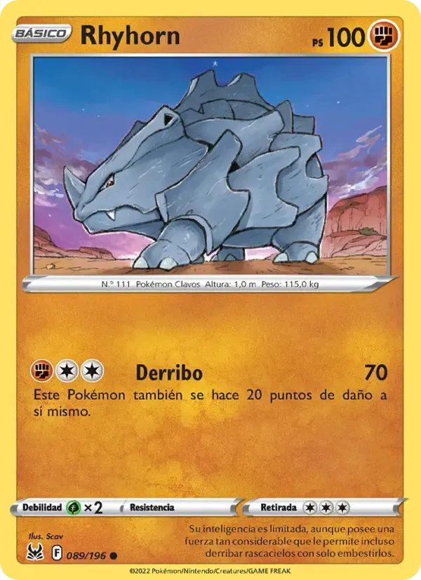 Rhyhorn — Origen Perdido 89 Spanish Pokémon card
