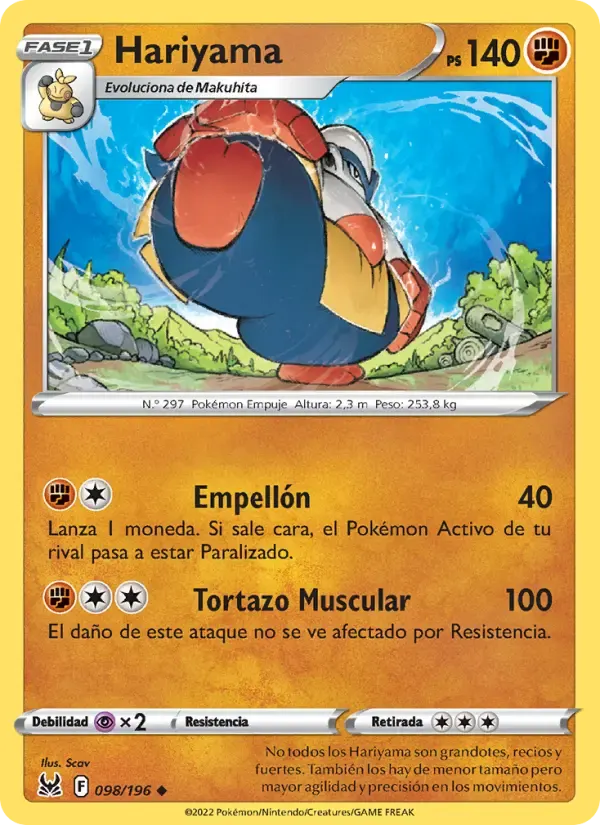 Hariyama — Origen Perdido 98 Spanish Pokémon card