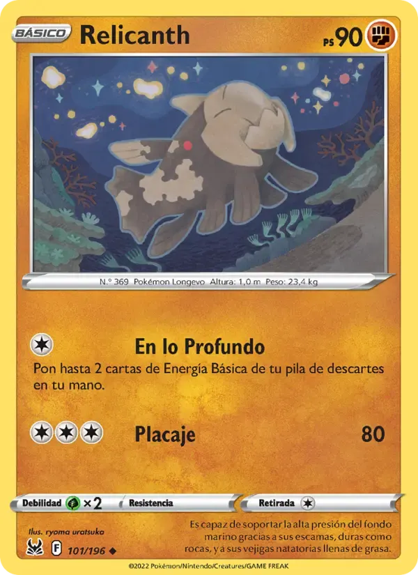 Relicanth — Origen Perdido 101 Spanish Pokémon card