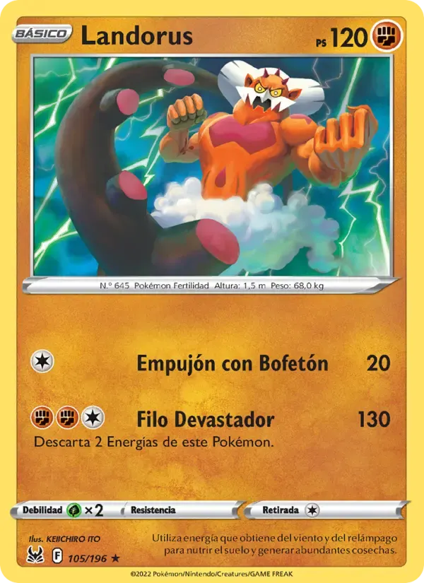 Landorus — Origen Perdido 105 Spanish Pokémon card