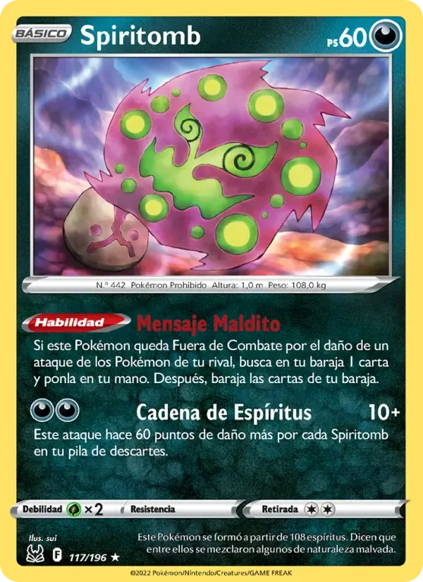 Spiritomb — Origen Perdido 117 Spanish Pokémon card