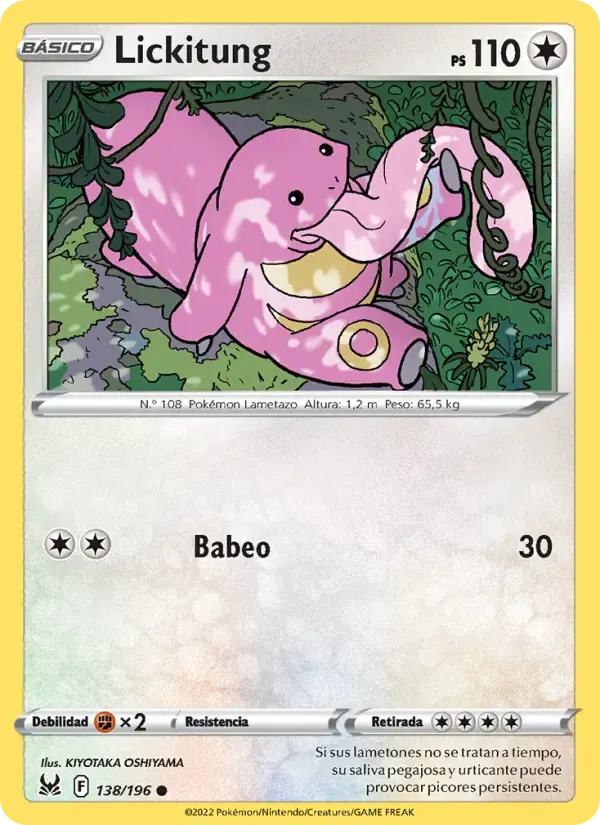 Lickitung — Origen Perdido 138 Spanish Pokémon card