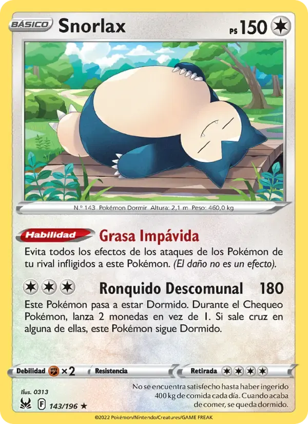 Snorlax — Origen Perdido 143 Spanish Pokémon card