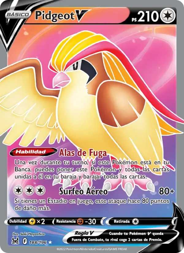 Pidgeot V — Origen Perdido 188 Spanish Pokémon card