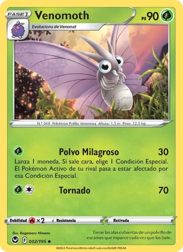Venomoth — Tempestad Plateada 2 Spanish Pokémon card