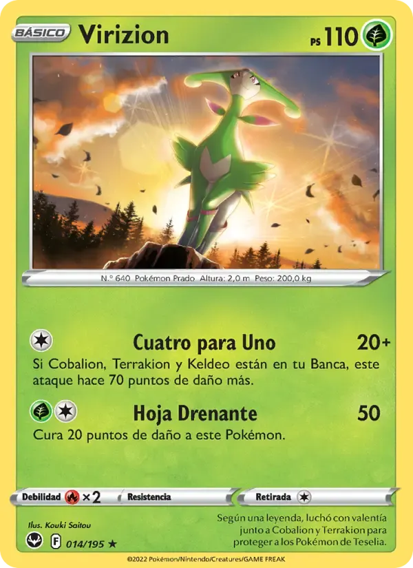 Virizion — Tempestad Plateada 14 Spanish Pokémon card