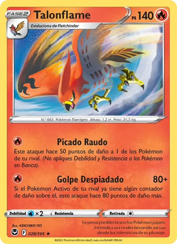 Talonflame — Tempestad Plateada 29 Spanish Pokémon card