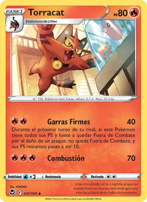 Torracat — Tempestad Plateada 31 Spanish Pokémon card