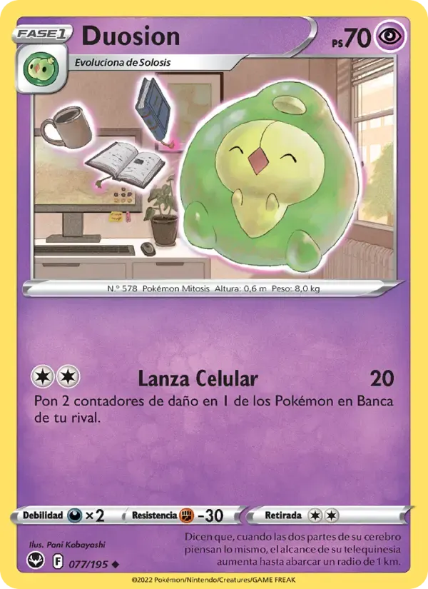 Duosion — Tempestad Plateada 77 Spanish Pokémon card