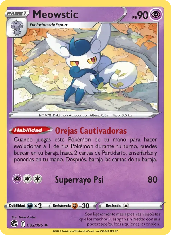 Meowstic — Tempestad Plateada 82 Spanish Pokémon card
